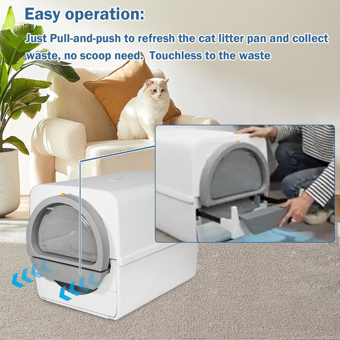 Semi-automatic Cat Litter Box Pull and Slide rake for Waste Cleaning best design