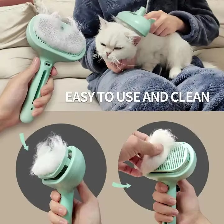 Pet Hair removal Brush Pet Spray Massage Comb sterilization self-cleaning comb With handle Cat Steam Brush