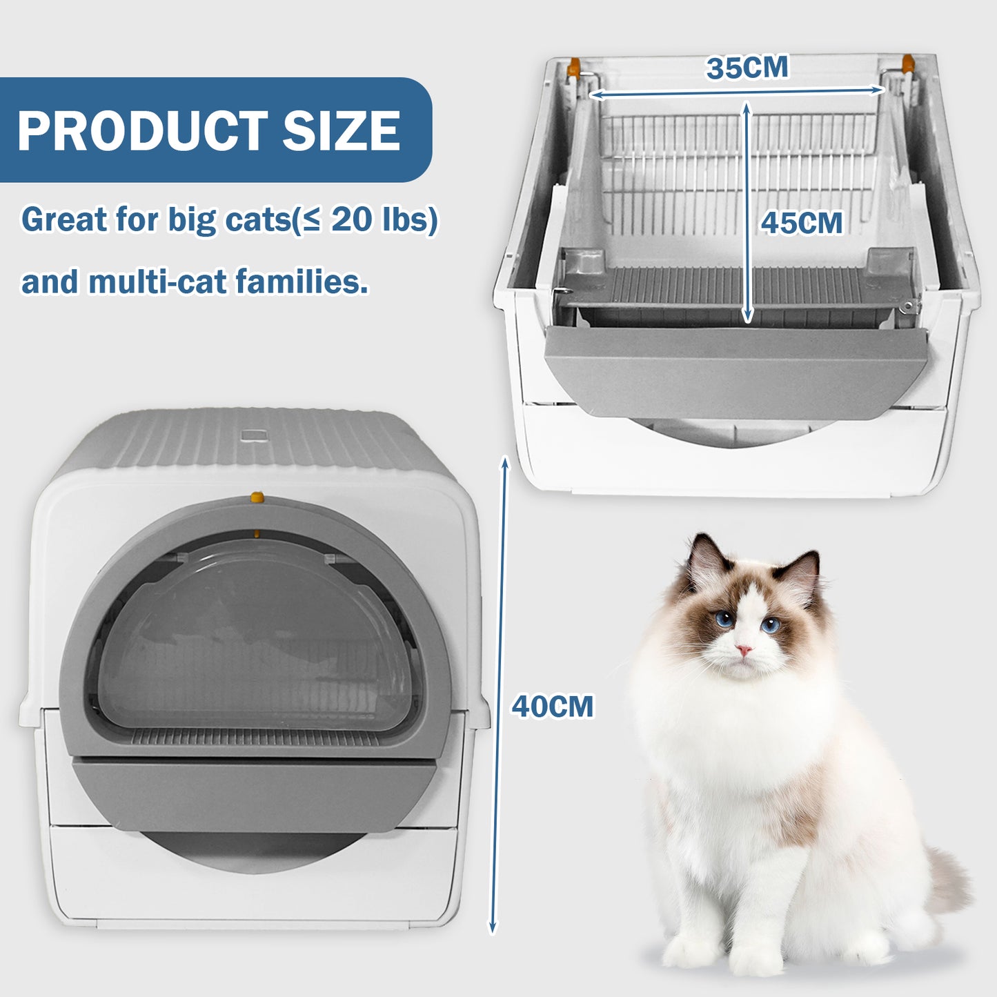 Semi-automatic Cat Litter Box  scoopfree  Pull and Slide rake for Waste Cleaning best design