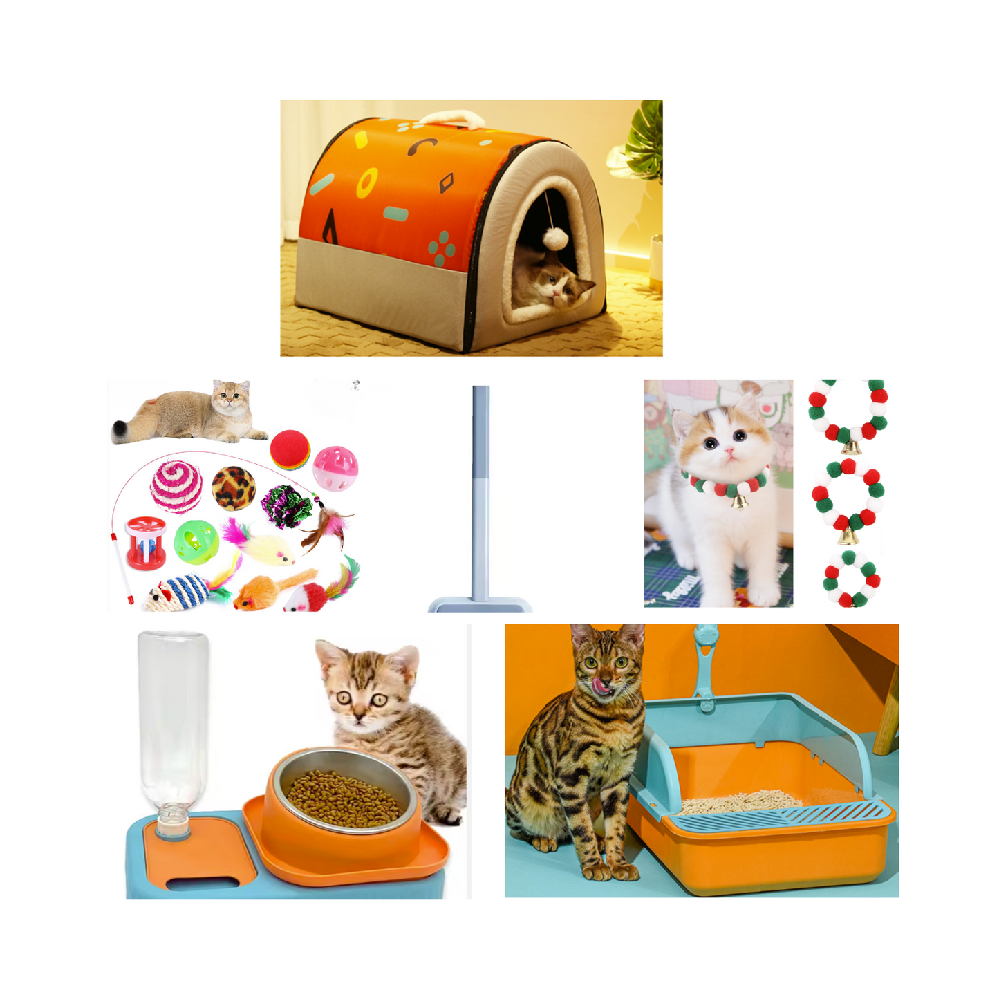 Cat Starter Kits, Kitten Starter Kits, Cat starter package, save your time to searching, Food feeder and Water Bowls, cat Litter Boxes,cat house, cat bed .cat Toys ,New design of fur Remover roller